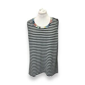 Avenue Womens Striped Sleeveless Top 18/20 Multicolor Neck Trim Polyester/Rayon/